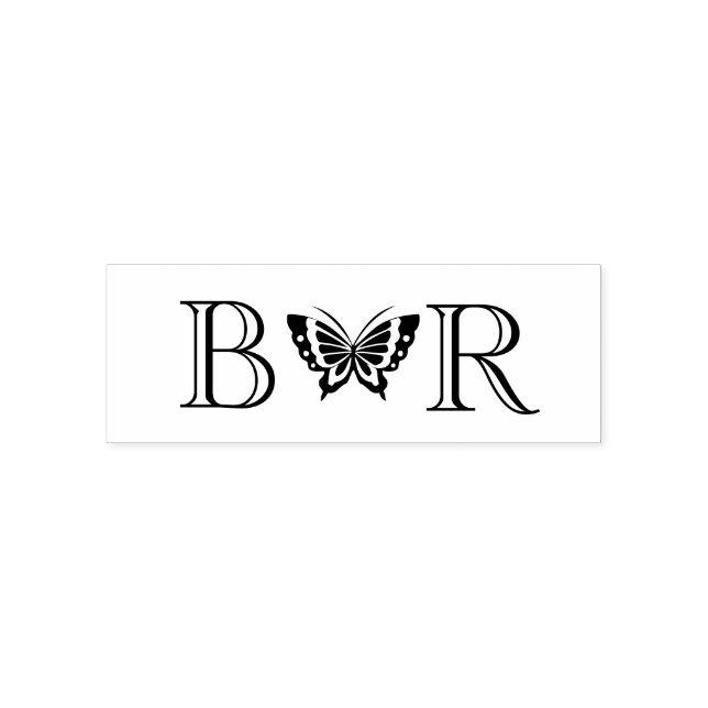 Tampon Auto-encreur Papillon #4C Couple Mariage 2 Monogramme initial (Design)
