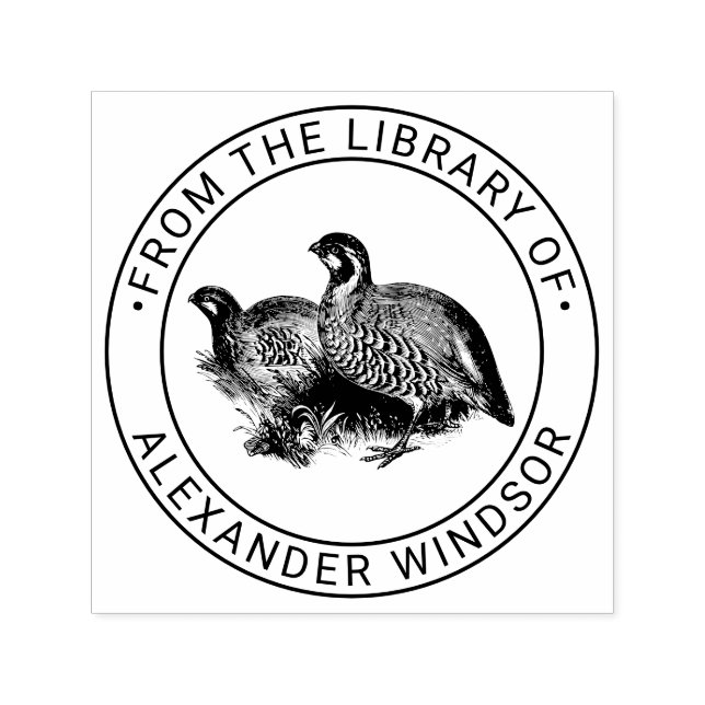 Tampon Auto-encreur Partridge Game Bird Dessin Nom du livre (Design)