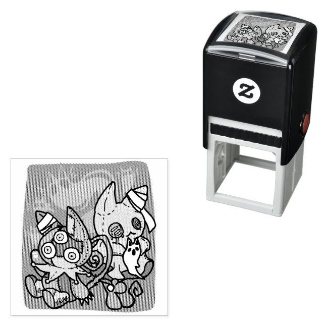 Tampon Auto-encreur Paw-sitively Frightful | Monstrous Cats Halloween  (En situation)