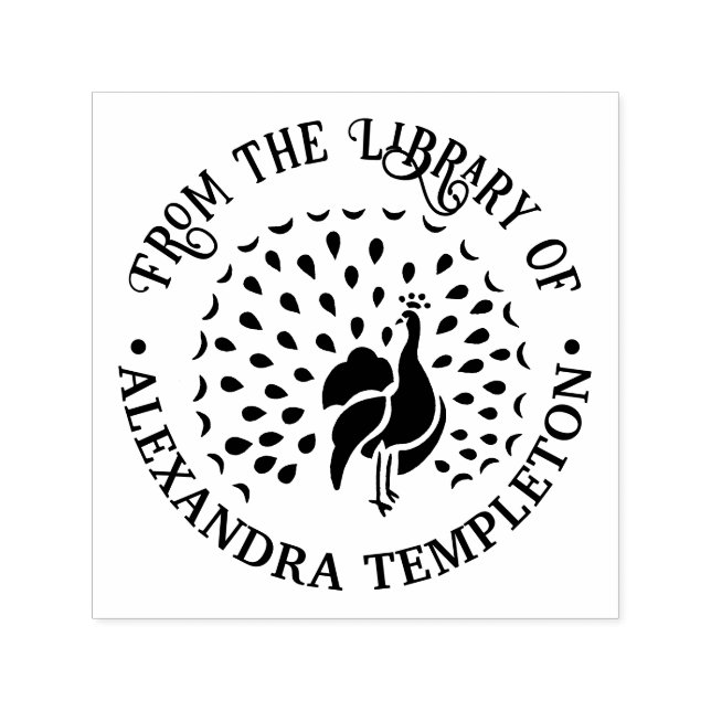Tampon Auto-encreur Peacock Silhouette #1 Nom du livre de bibliothèque (Design)