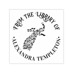 Tampon Auto-encreur Peacock Silhouette #3 "From the Library of" Nom