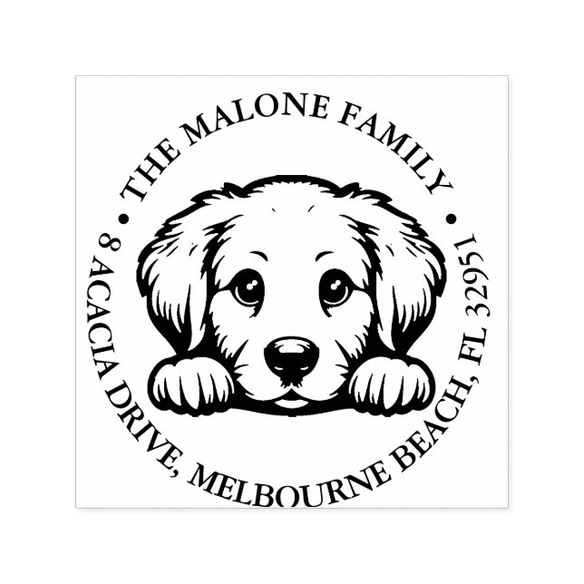 Tampon Auto-encreur Peeking Golden Retriever Thème personnalisé (Design)