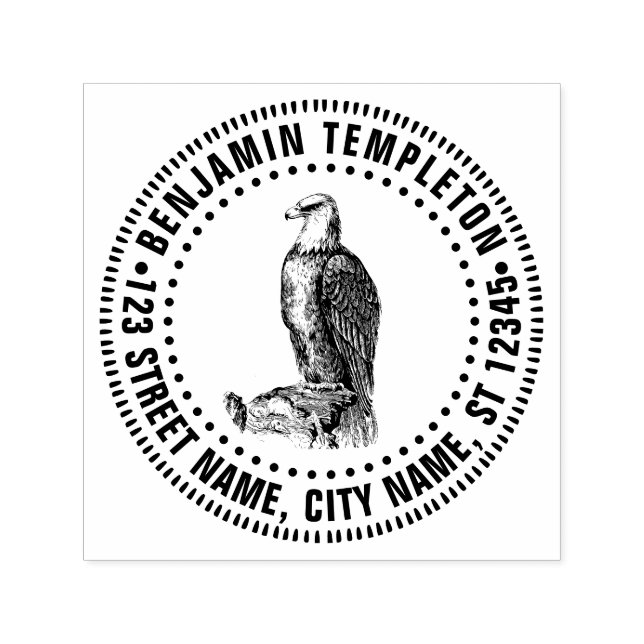 Tampon Auto-encreur Perche d'aigle à tête blanche Oiseau de proie Nom  (Design)