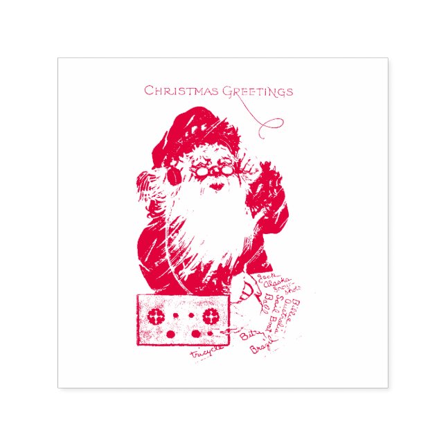Tampon Auto-encreur PÈRE NOËL ~ Joyeux voeux de Noël ~ (Design)