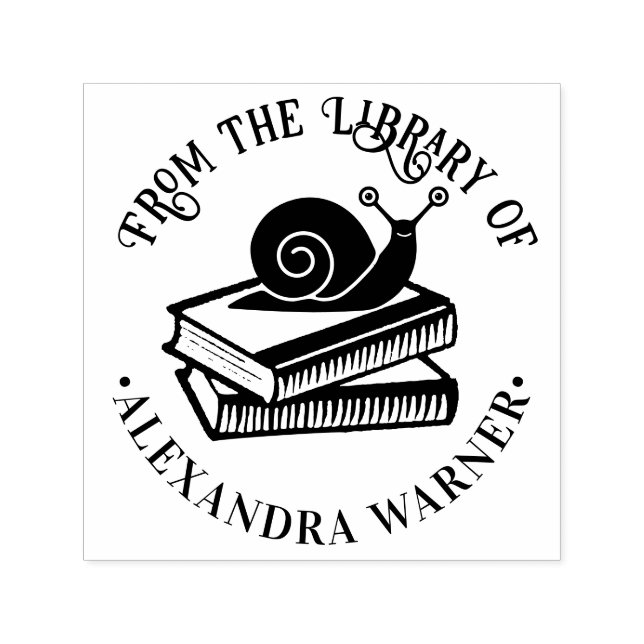 Tampon Auto-encreur Petit escargot sur livres Silhouette Bibliothèque  (Design)