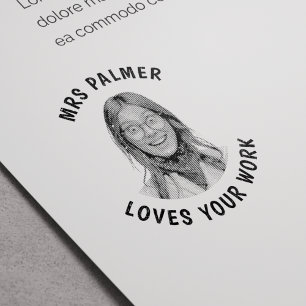 Tampon Auto-encreur Photo de visage d'enseignant personnalisée approuv