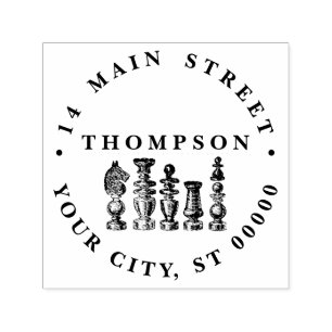Tampon Auto-encreur Pièces d'échecs Art Vintage
