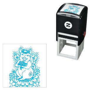 TAMPON AUTO-ENCREUR PIG VOLANT, AILES À BOUTEILLE, JARDIN FAIRY WHIMSY