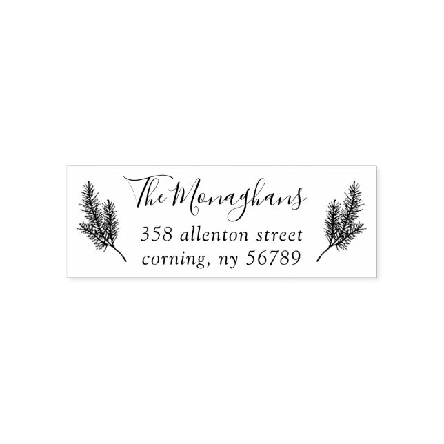 Tampon Auto-encreur Pine Boughs Retourner l'adresse auto-allumage Timb (Design)
