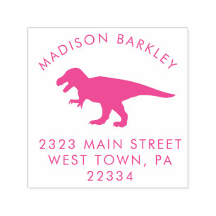 Tampon Auto-encreur Pink T-Rex Dinosaur Cute Kid's Dino Adresse de ret