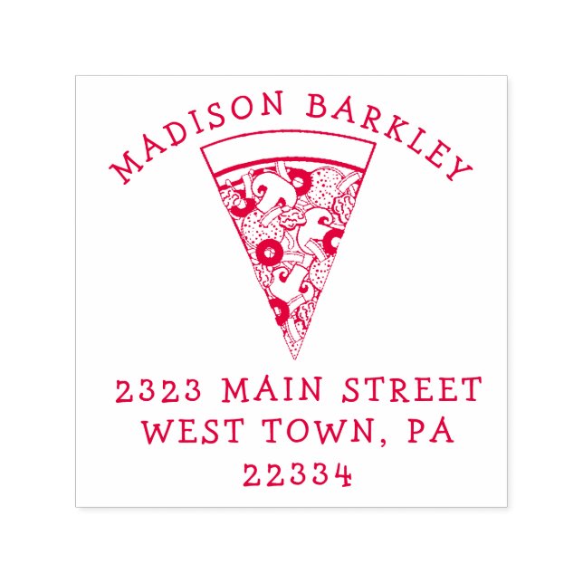 Tampon Auto-encreur Pizza Supreme Combo Cute Kids Retourner Adresse Ti (Design)