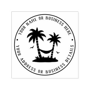 Tampon Auto-encreur Plage et Palm Trees Nom d'entreprise Adresse de re