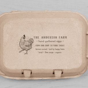 Tampon Auto-encreur Poulet Rustique & Type Écrit à la Main   Œufs Fraî