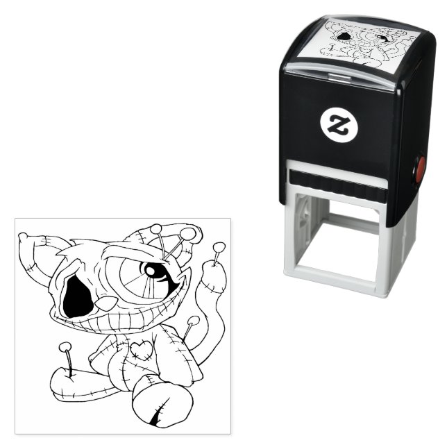 Tampon Auto-encreur Poupée Voodoo Kitty auto-Encre en caoutchouc (En situation)