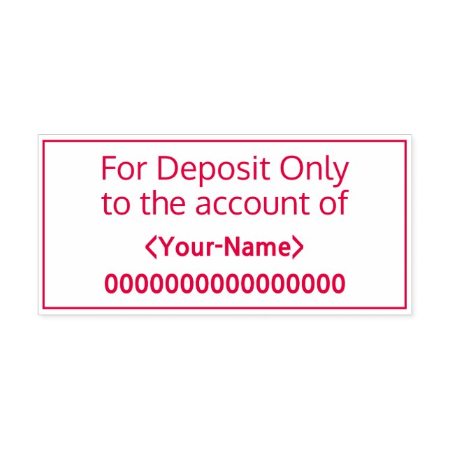 Tampon Auto-encreur "Pour dépôt seulement au compte de" Timbre en caou (Design)