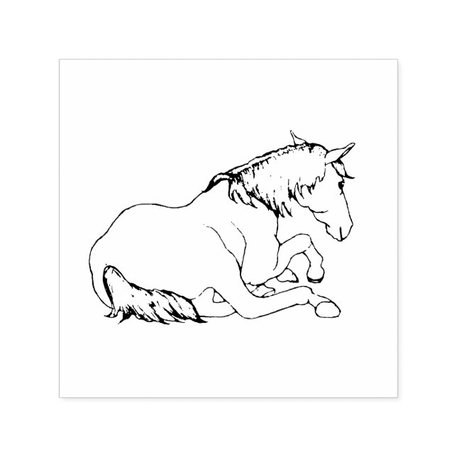 Tampon Auto-encreur Pretty HORSE Lying Down, Line Drawing (Design)