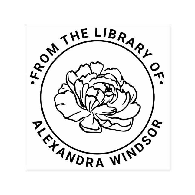 Tampon Auto-encreur Pretty Peony Bloom Library Nom du livre (Design)