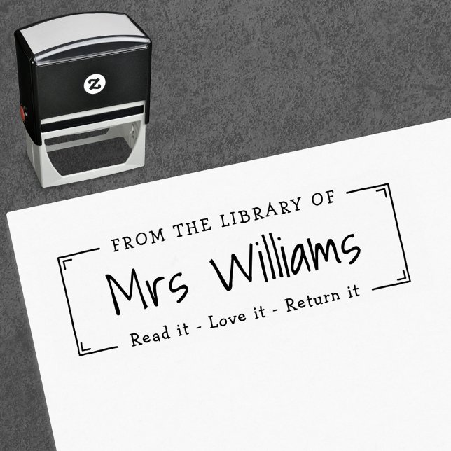 Tampon Auto-encreur Professeur à la bibliothèque de la bibliothèque de (Teacher from the library of bookplate self-inking stamp)