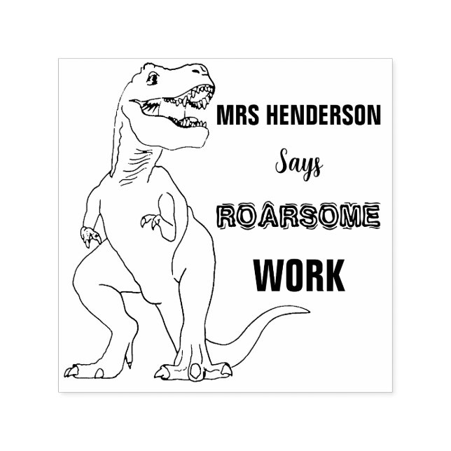 Tampon Auto-encreur Professeurs de l'école Nom Dinosaur Roarsome Work (Design)