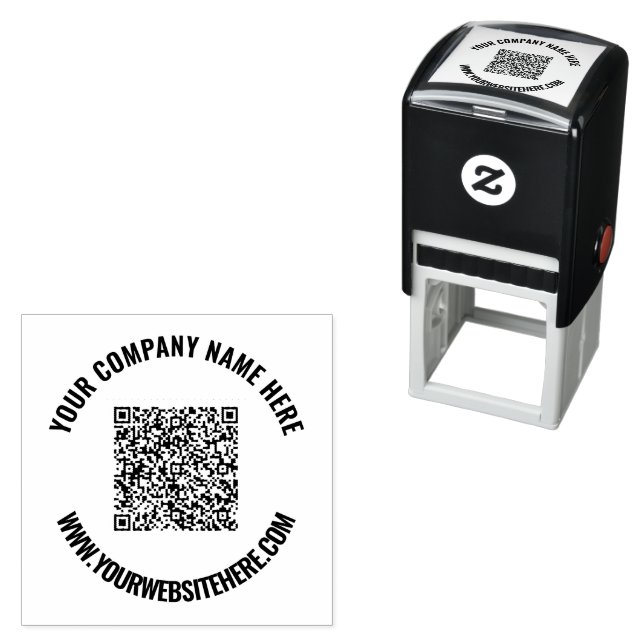 Tampon Auto-encreur QR Code Scan Info Nom Site Web Timbre professionne (En situation)