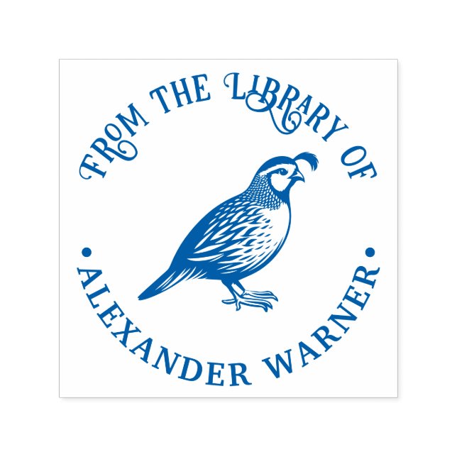 Tampon Auto-encreur Quail Bird Standing “From the Library of” Book #P (Design)
