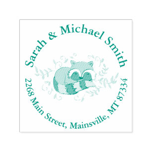 Tampon Auto-encreur Raccoon Baby shower Bois Animaux