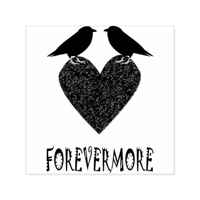 Tampon Auto-encreur Ravens gothiques et Coeur noir (Design)
