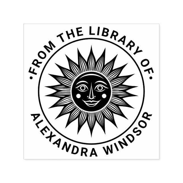 Tampon Auto-encreur Rayons Rustiques Soleil avec Face #2 Nom du livre  (Design)