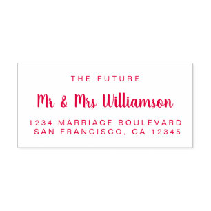 Tampon Auto-encreur Red Script Future M. Mme Mariage Adresse de retour