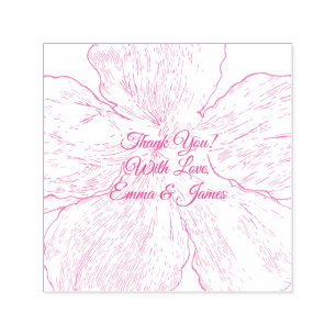 Tampon Auto-encreur Remerciement de mariage floral rose tendre