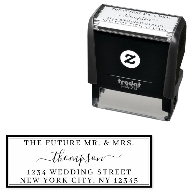 Tampon Auto-encreur Retour Adresse Avenir M. Mme Mariage Frontière (En situation)
