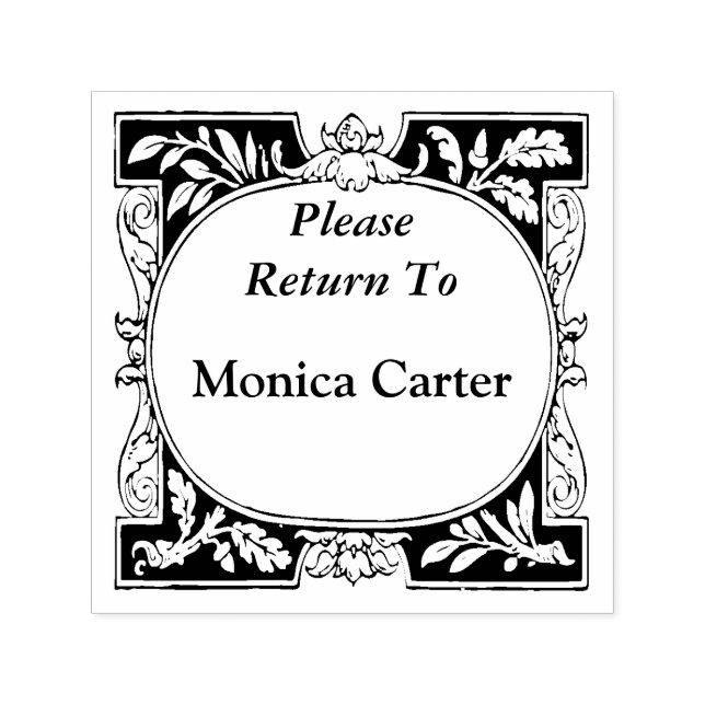 Tampon Auto-encreur Retour de livre personnel avec belle frontière (Design)