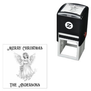 Tampon Auto-encreur Retro Vintage Guardian Angel Joyeux Noël