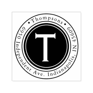 Tampon Auto-encreur Ronde Nom de famille Adresse de retour Timbre auto
