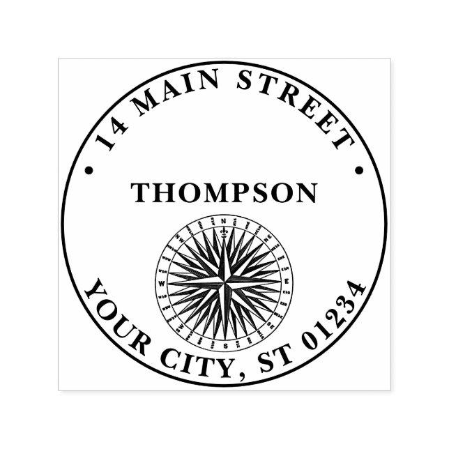 Tampon Auto-encreur Rose Compass vintage (Design)