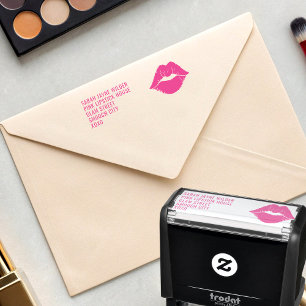 Tampon Auto-encreur Rose Lipstick Baiser Adresse de retour