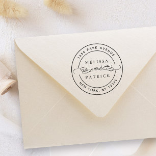 Tampon Auto-encreur Round Elegant Wedding Adresse de retour