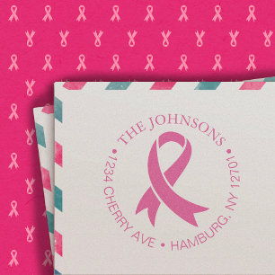 Tampon Auto-encreur Ruban de sensibilisation au cancer du sein Adresse