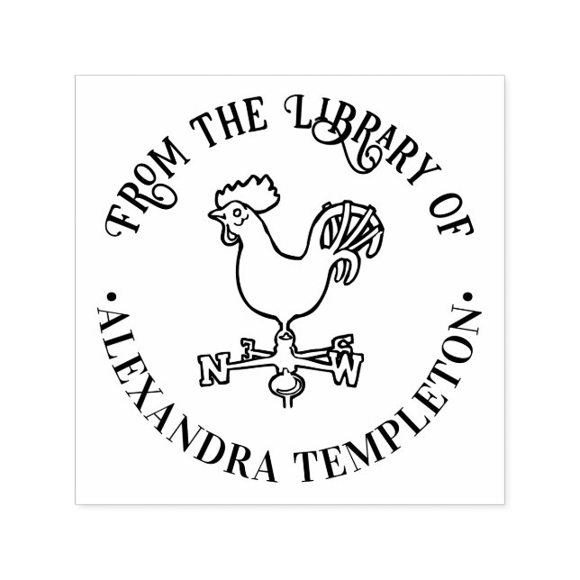 Tampon Auto-encreur Russe Weathervane #5 Round Library Nom du livre (Design)