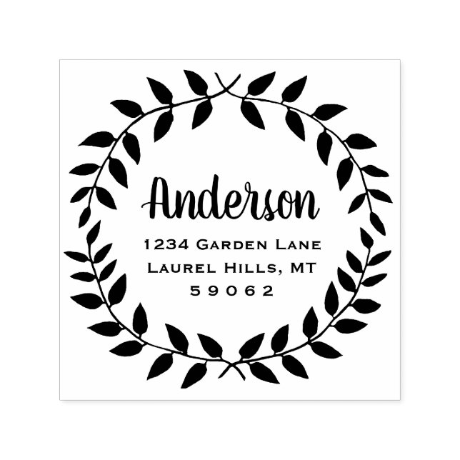 Tampon Auto-encreur Rustic Country Greenery Nom de famille Adresse de  (Design)