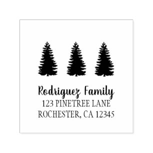Tampon Auto-encreur Rustic country pin arbres retour adresse auto-inki