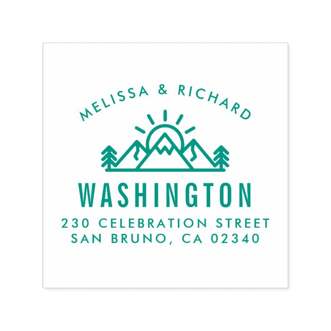 Tampon Auto-encreur Rustic Mountains & Pine Forest Adresse de retour (Design)