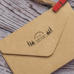 Tampon Auto-encreur Rustic Pine-tree Family Return Adresse Self-inking