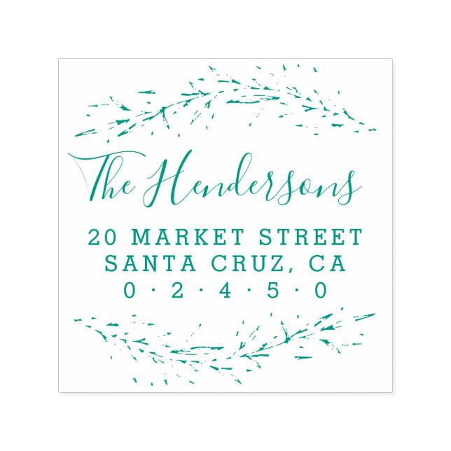 Tampon Auto-encreur Rustic Script Nom de famille Botanique Adresse de  (Design)