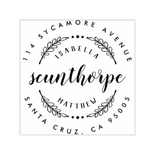 Tampon Auto-encreur Rustic Script Nom Mariage Adresse de retour