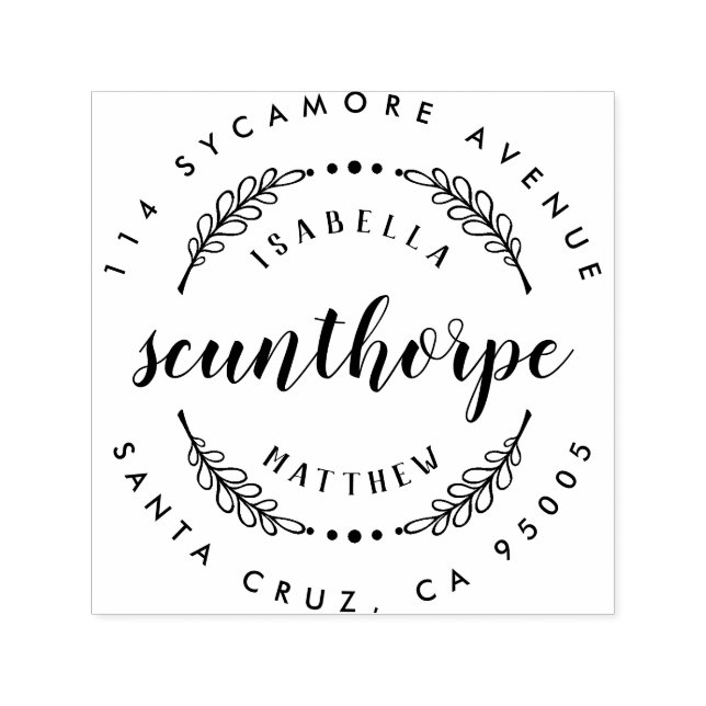 Tampon Auto-encreur Rustic Script Nom Mariage Adresse de retour (Design)