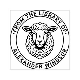 Tampon Auto-encreur Rustic Sheep Head Library Nom du livre