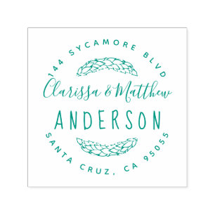 Tampon Auto-encreur Rustique Main tiré couple marié Adresse de retour