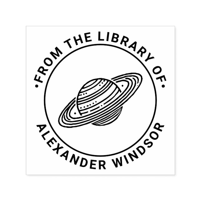 Tampon Auto-encreur Saturne avec anneaux #4 Nom du livre de bibliothèq (Design)