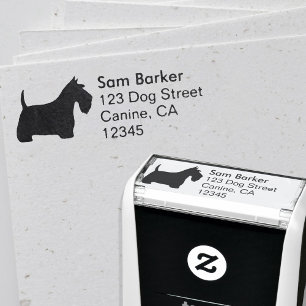 Tampon Auto-encreur Scottish Terrier Scottie Dog Adresse de retour